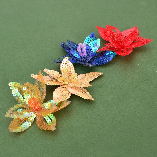 3D wire handmade beaded sparkly colored flowers cherry fabric patch fashion headband shoe flower bag accessory