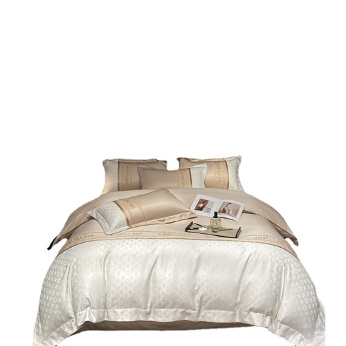 New summer water-washed ice silk four-piece set summer ice silk light luxury style naked sleep bed sheet pillowcase bed cover dormitory 