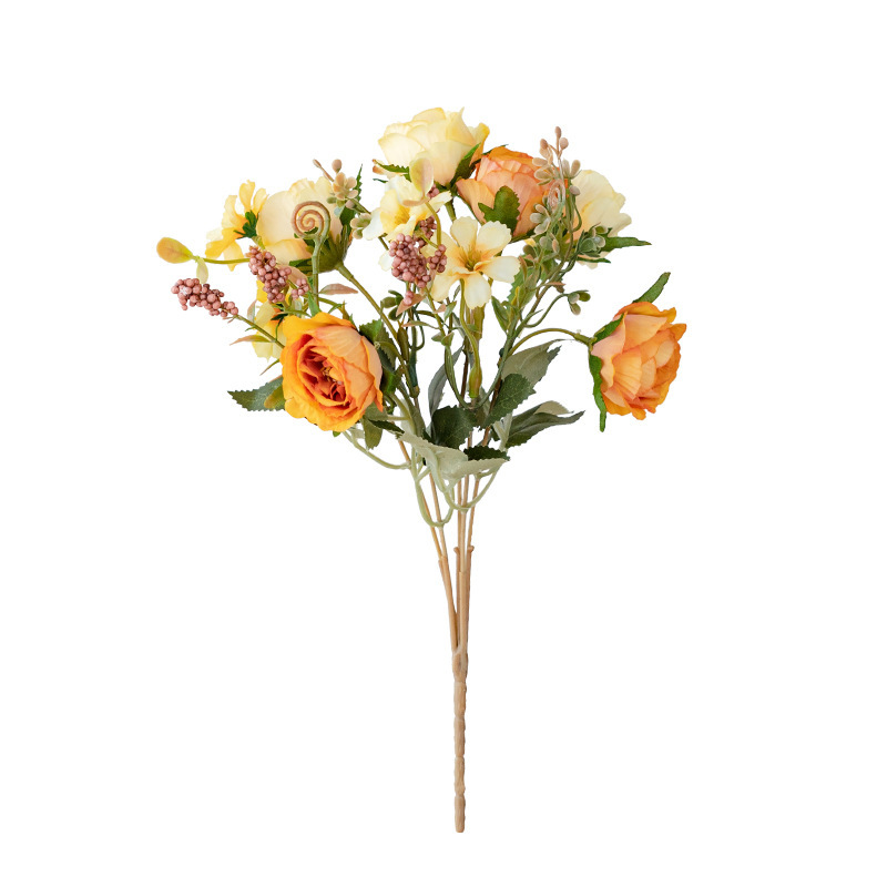 ザクロのバラの花珠の串、バラの造花の花束、インテリア、造花、シミュレーションローズ、シルクフラワー、装飾花|undefined