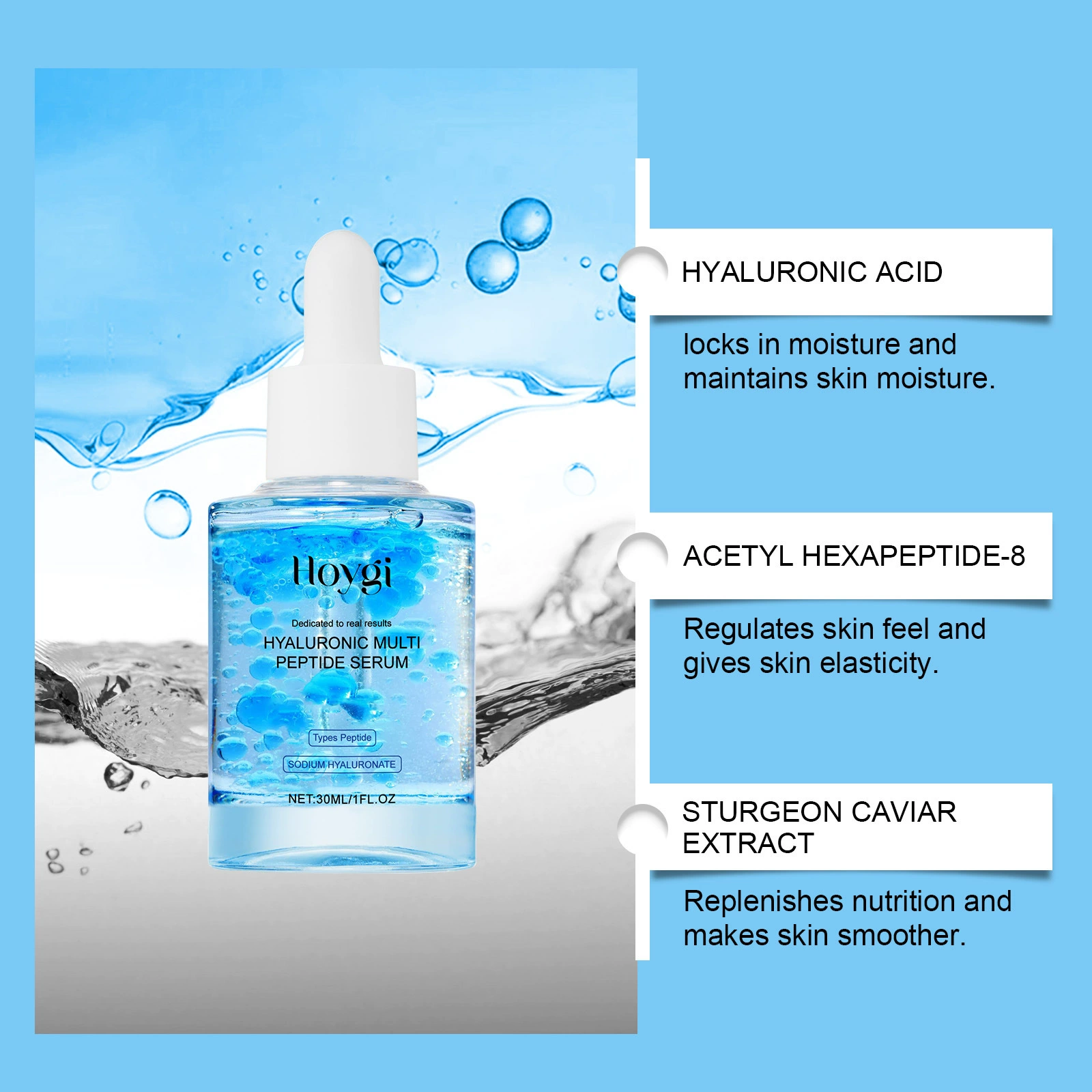 HOYGI Transparent soothing delicate shiny serum with hyaluronic acid for skin care for face