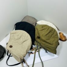 韩版INS风夹棉护耳帽女韩国东大门代购同款休闲菱格纹系绳防寒帽