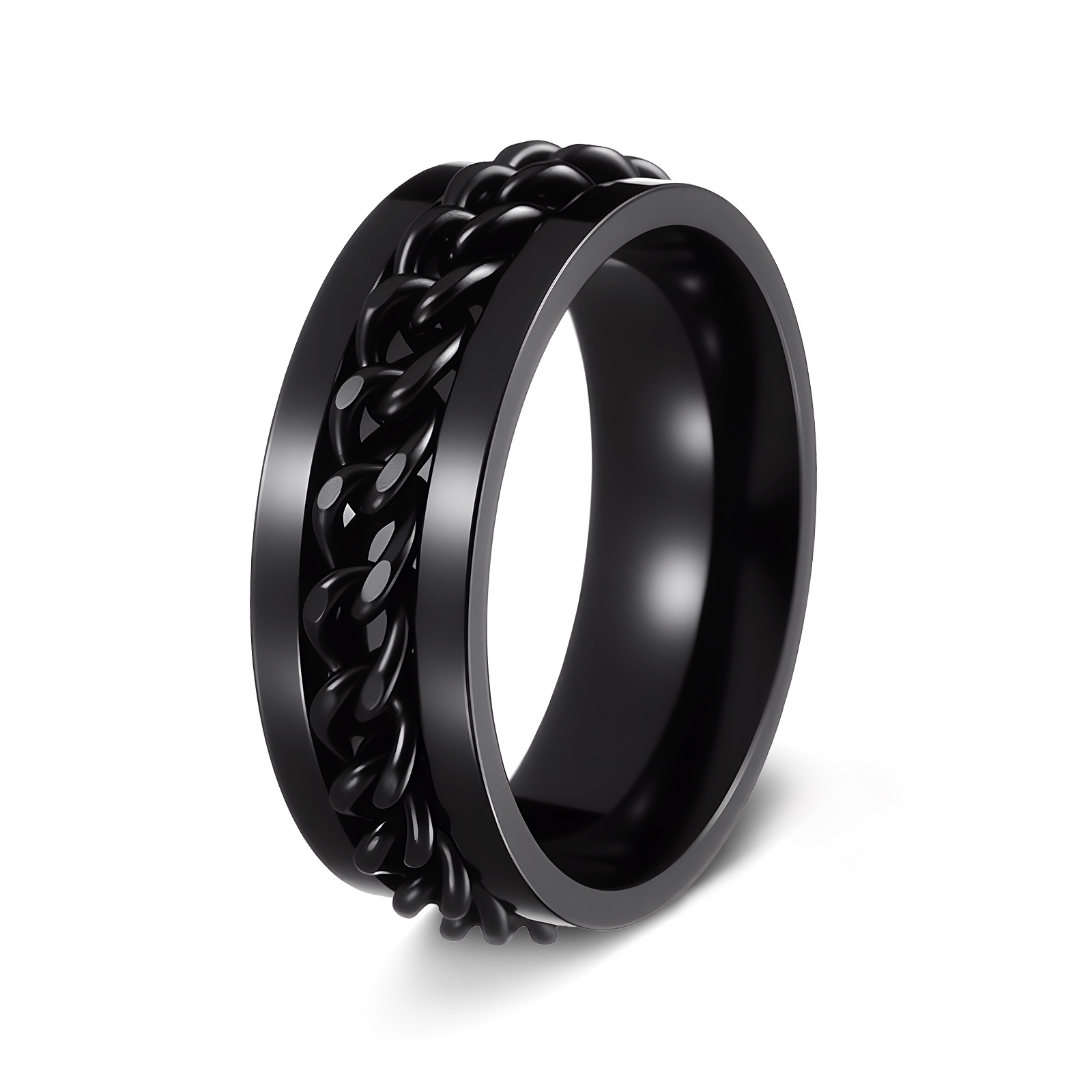 Hombres de acero de titanio pulsera giratoria anillo de cadena giratoria joyería de descompresión popular en línea anillo de cerveza de botella abierta