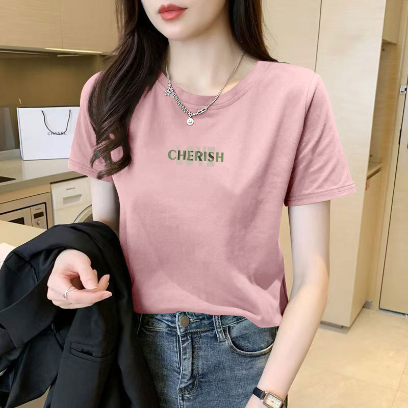纯棉短袖T恤女新款夏季洋气百搭半袖宽松显瘦大码上衣女ins潮|undefined