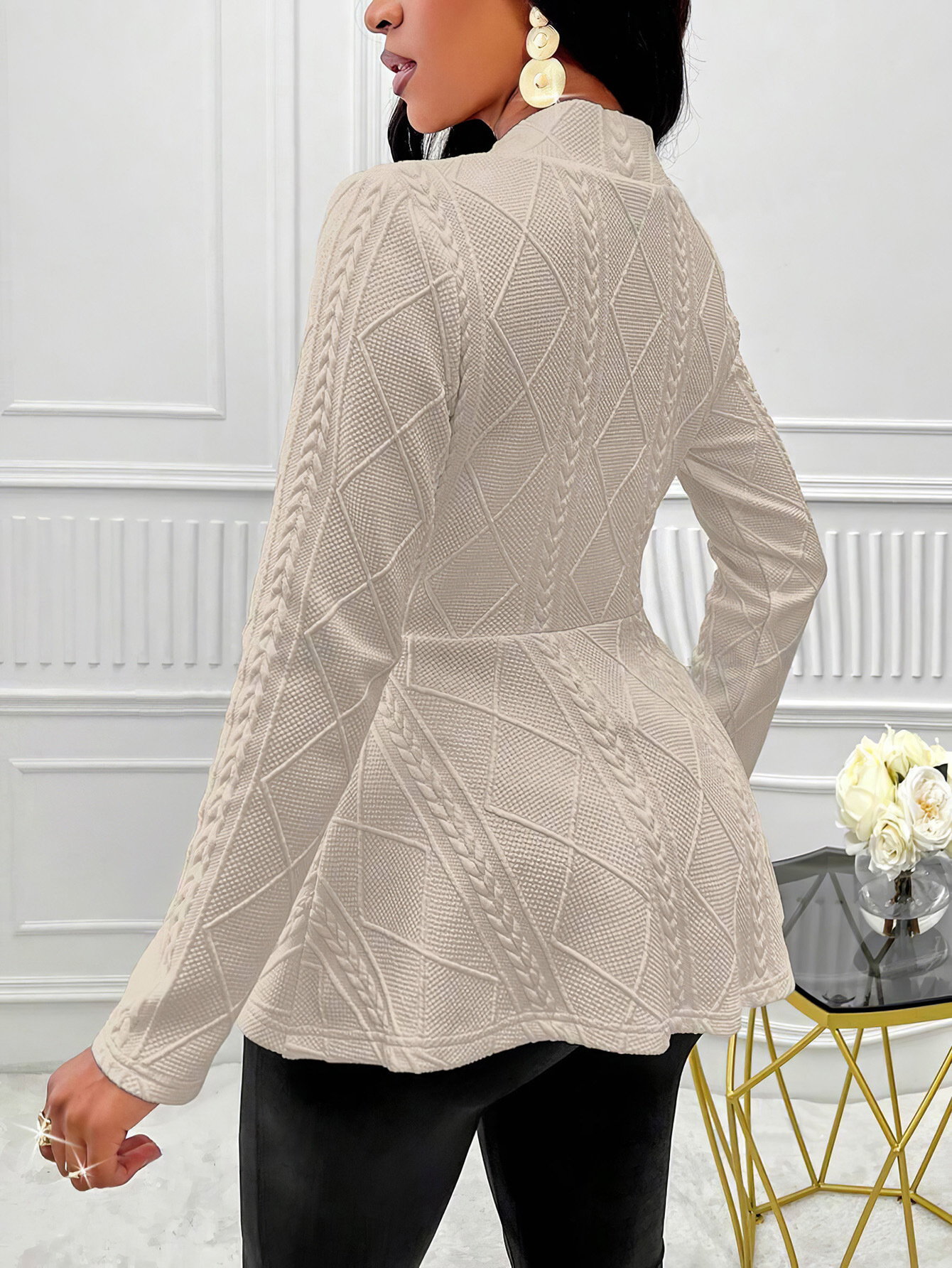 Dames jacquard blazer met een elegante slim fit pasvorm_voghion.com