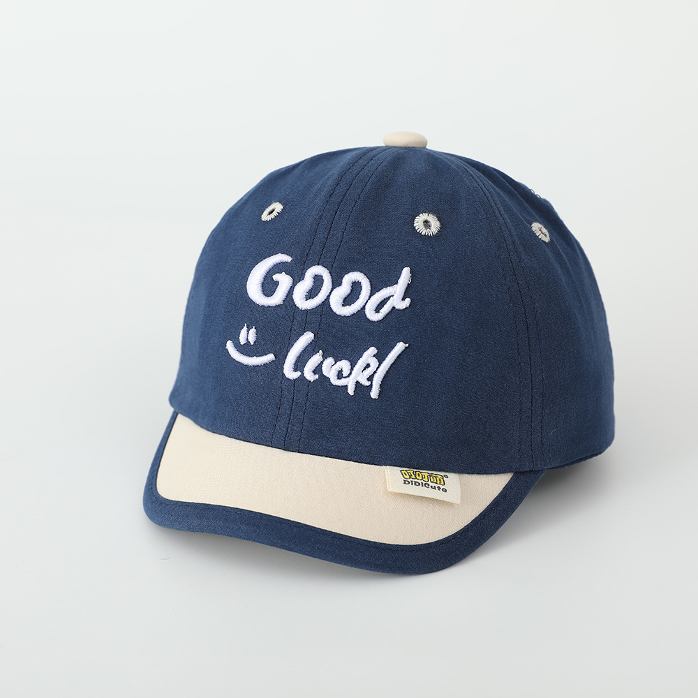 Sombrero de letras bebé buena suerte primavera y otoño corto bordes suaves para niños gorra gorra