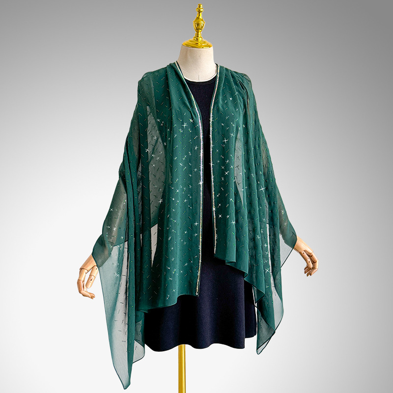 Elegante lichtgewicht chiffon sjaal voor dames met strass_voghion.com