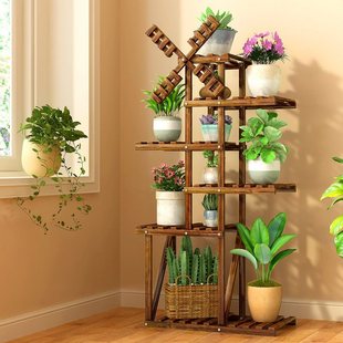 New Flower Shelf Multi-Layer Indoor Storage Rack Living Room Balcony Succulent Plant Floor-Standing Solid Wood Flower Pot Rack Modern