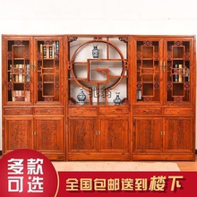 Yu实木书架新中式简约现公室书柜仿古简易多层书橱置物架博古
