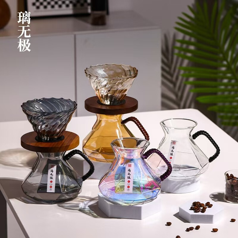 Glass Coffee Pot V60 Filter Cup Set Cross-Border Special Glass Sharing Pot Household Drip Coffee Filter Cup