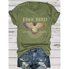 B 71453 FREE BIRD print T-shirt ӥ��ͼ��ӡ�� T ���羳��