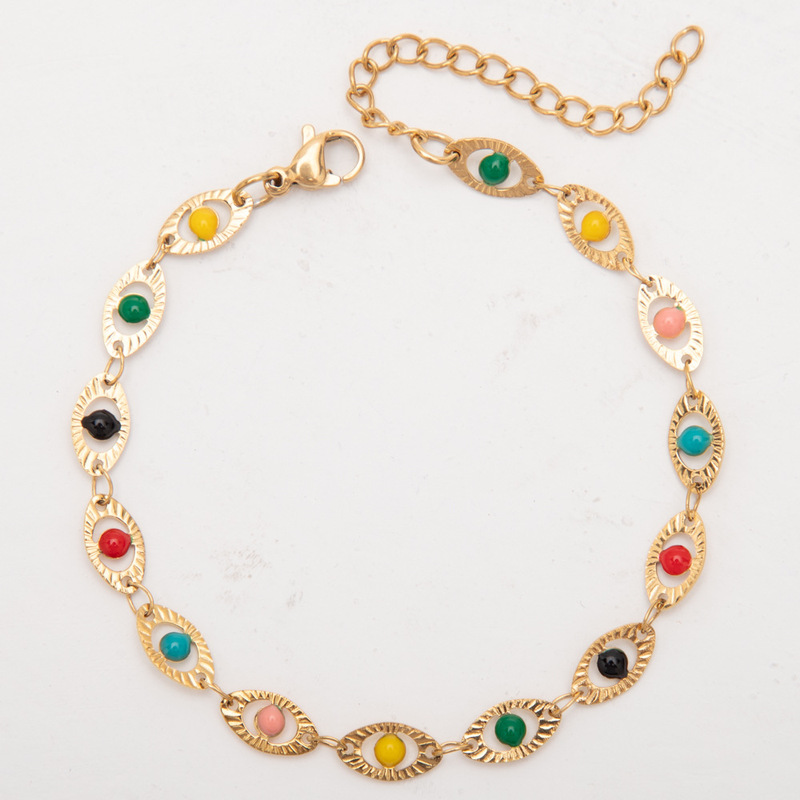 Eye Titanium Bracelet Devil's Eye 18K Real Gold Electroplated Stainless Steel Turkish Ethnic Style Jewelry Talisman