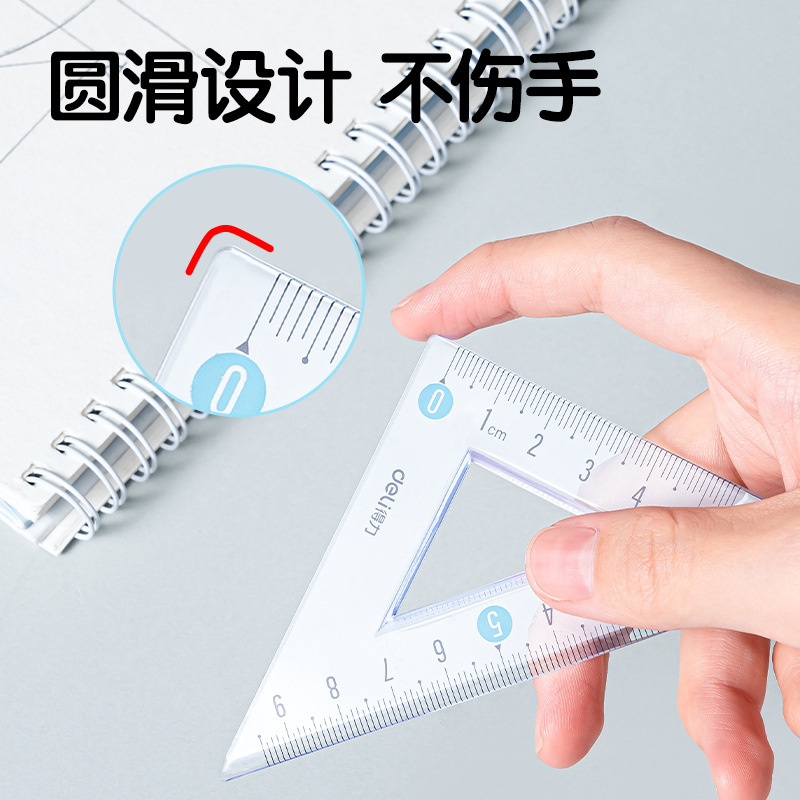Regla suave de 15cm para estudiantes de escuela primaria multifuncional dibujo de examen de medición de conjunto de ángulo de escala