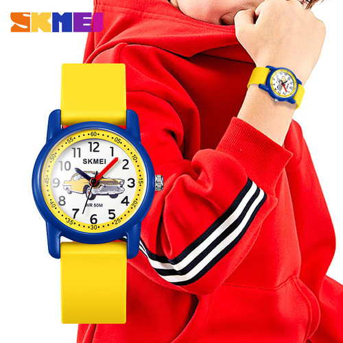 Moment Beauty Children's Fashion Cartoon Playful Watch, Skmei Student Cute Color Print Pattern Waterproof Quartz Watch