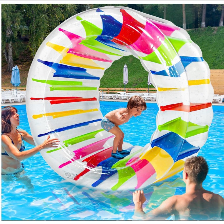 Inflatable Wheel Roller Swimming Pool Float Toy Kids Pool Games Suitable for Lakeside Party Outdoor