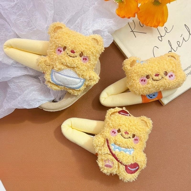 かわいいぬいぐるみのベアーのヘアピンの女性側の前髪クリップの大きいサイズのbbクリップの頭飾りのスポンジの砕いた髪飾り|undefined