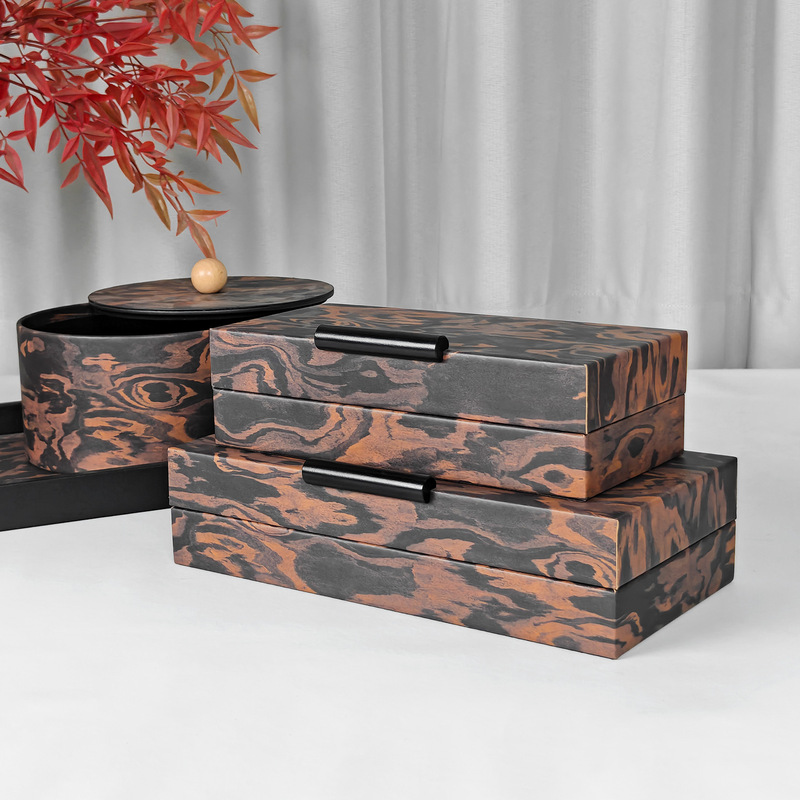 New Song-Style Aesthetic Home Model Room, Antique-Style Leather Jewelry Box, Modern Simple Light Luxury Style Ornaments