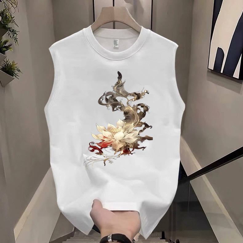 100% Pure Cotton Sports Sleeveless T-Shirt Vest Men's Summer Trendy Niche High Street American Loose Versatile Top