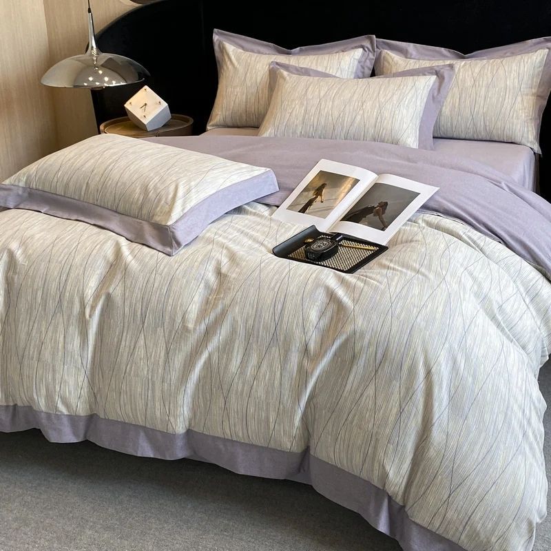 X5L轻奢高级感200支纯棉磨毛床上四件套全棉加厚被套罩床单床笠床