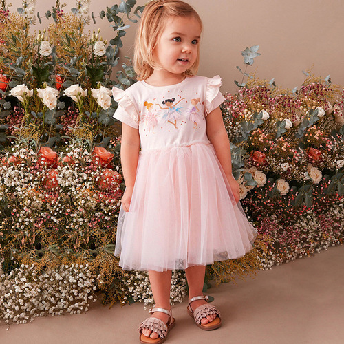 Little Maven Western-style mesh princess dress for summer, cartoon-style children's dress, short-sleeved pure cotton children's dress