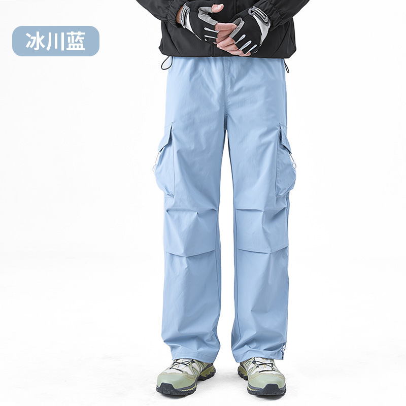 美式工装裤男女夏季宽松多口袋休闲裤速干褶皱伞兵户外阔腿裤|undefined
