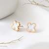 Advanced trend earrings stainless steel, does not fade, high-quality style, four-leaf clover, simple and elegant design, internet celebrity, wholesale