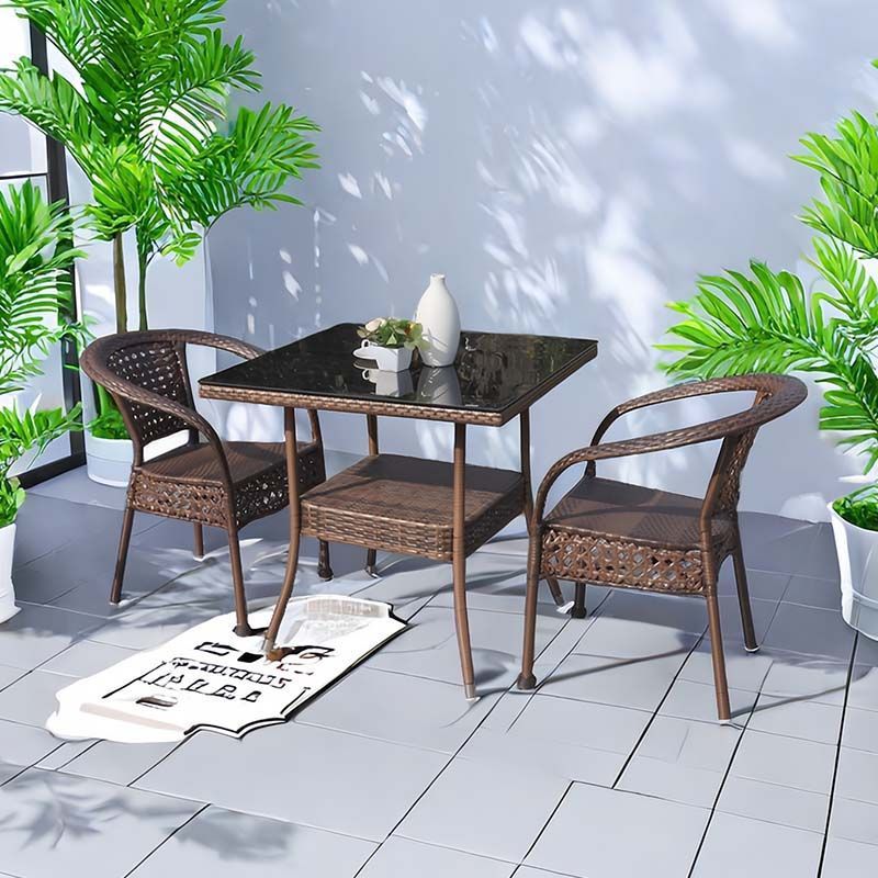 [2 chairs with cushions] + 70cm double-layer square table