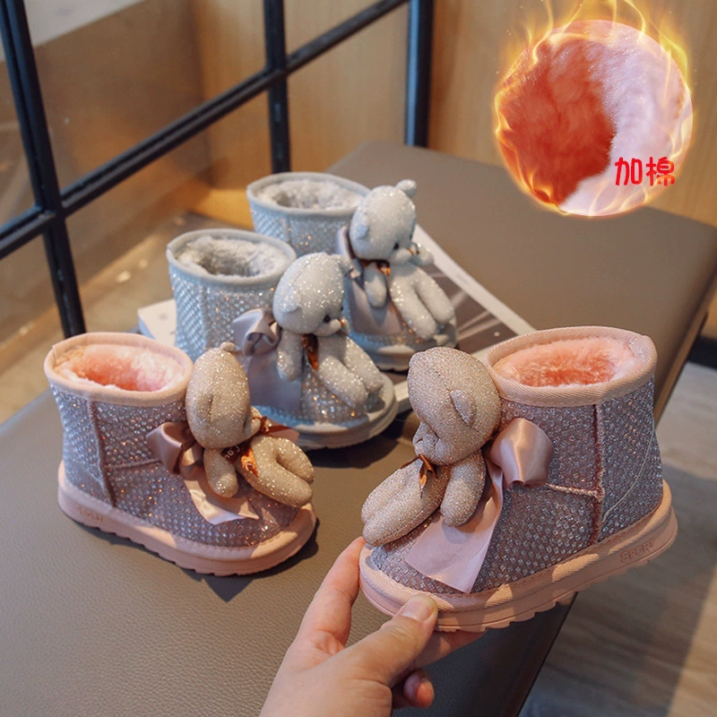 Симпатичная зимняя детская обувь Детская хлопковая обувь для девочек 2023 Осенне-зимняя детская обувь принцессы Мао Детская обувь на флисовой подкладке