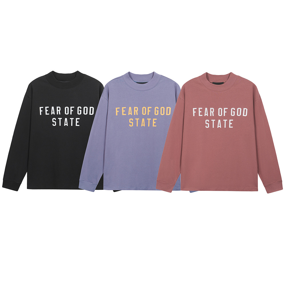 24FW nuevo FOG ESSENTIALS letra impresa hombre y mujer casual overhead camiseta de manga larga