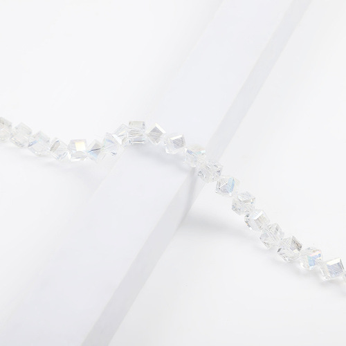 Oblique crystal glass beads 8mm bracelet necklace accessories beads DIY flat beads black and white string beads material wholesale