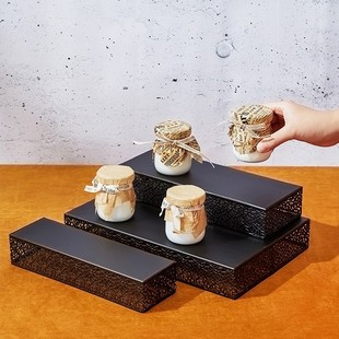 European Black Dessert Table Ornaments Wedding Cupcake Ladder Display Stand Afternoon Tea Snack Tray Cake Plate