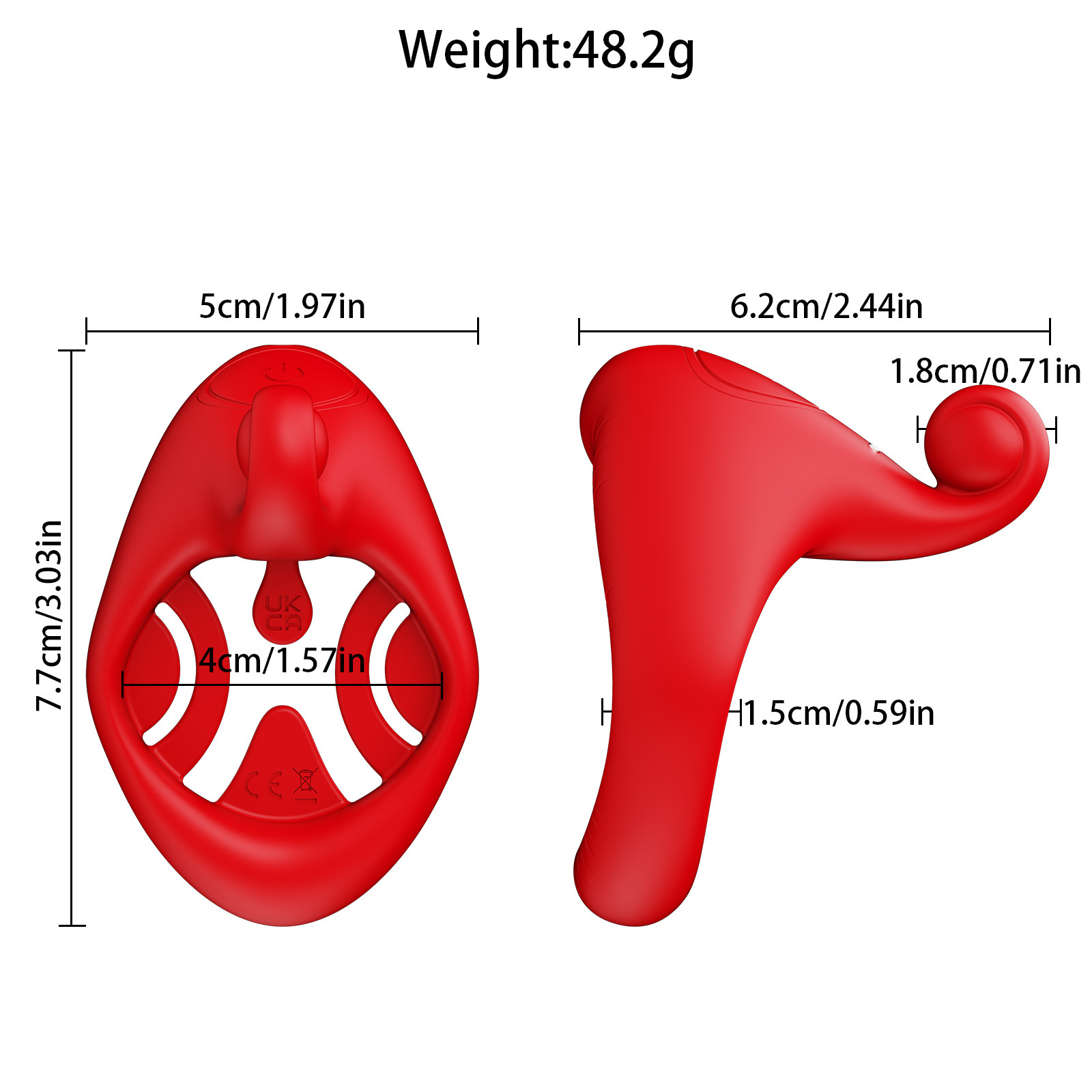 Rød mund design cockring med app styring og delay vibrator_voghion.com