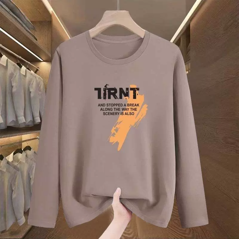 2025春秋季新款男士长袖t恤时尚男装潮流圆领初秋内搭打底体恤衫