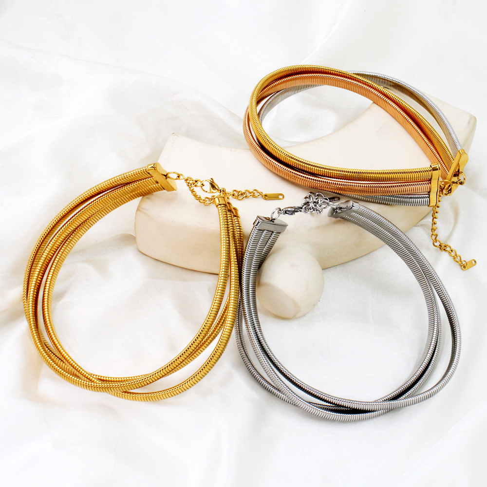 PVD Coated Gold Plating Process PVD Coated Real Gold Plated Solid Color 304 Stainless Steel Punk Waterproof Non Tarnish 304 Stainless Steel Choker