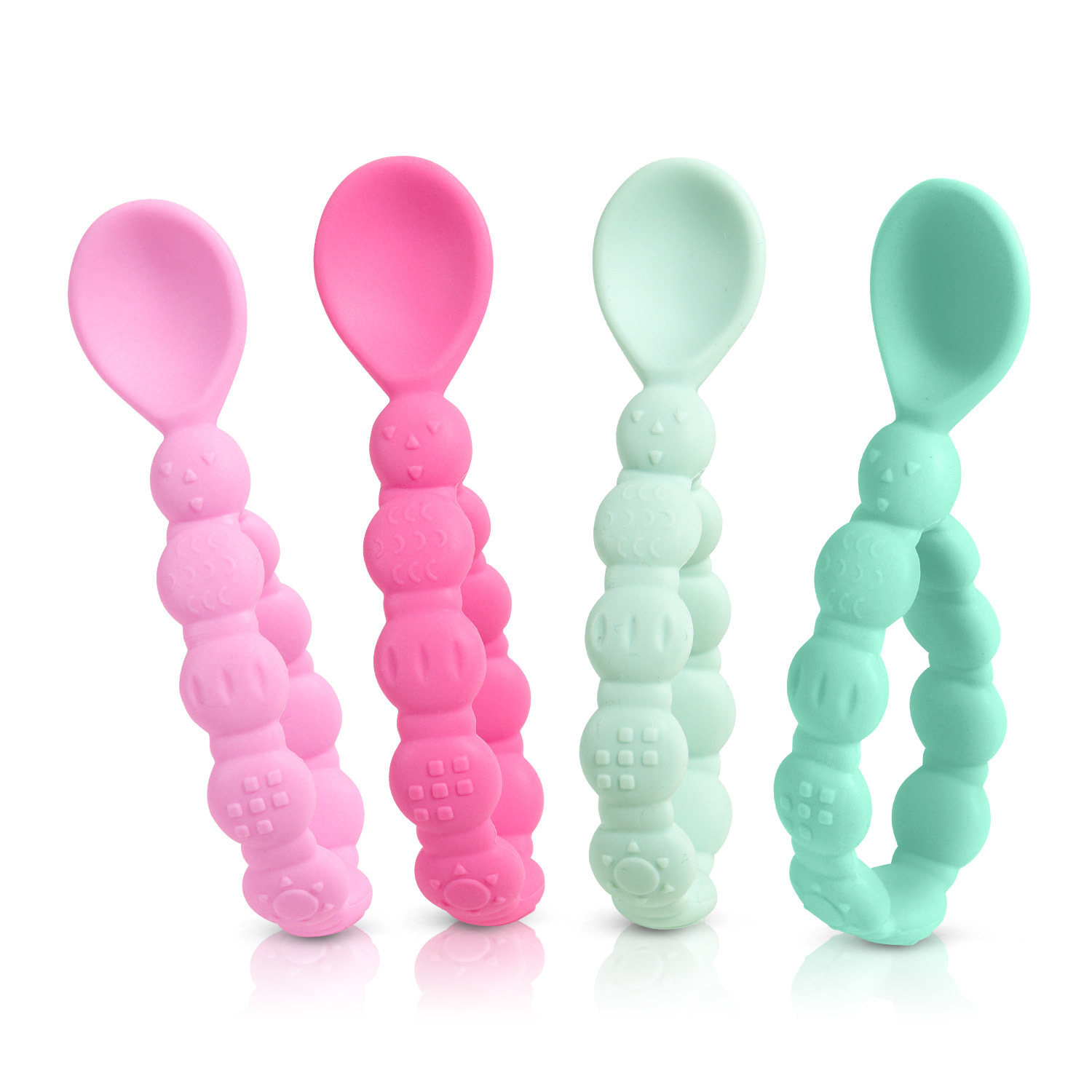 Baby Silicone Spoon with Ring-Shaped Grip Handle Training Spoon, High Temperature Resistant Silicone Spoon, High Temperature Resistant Training Spoon