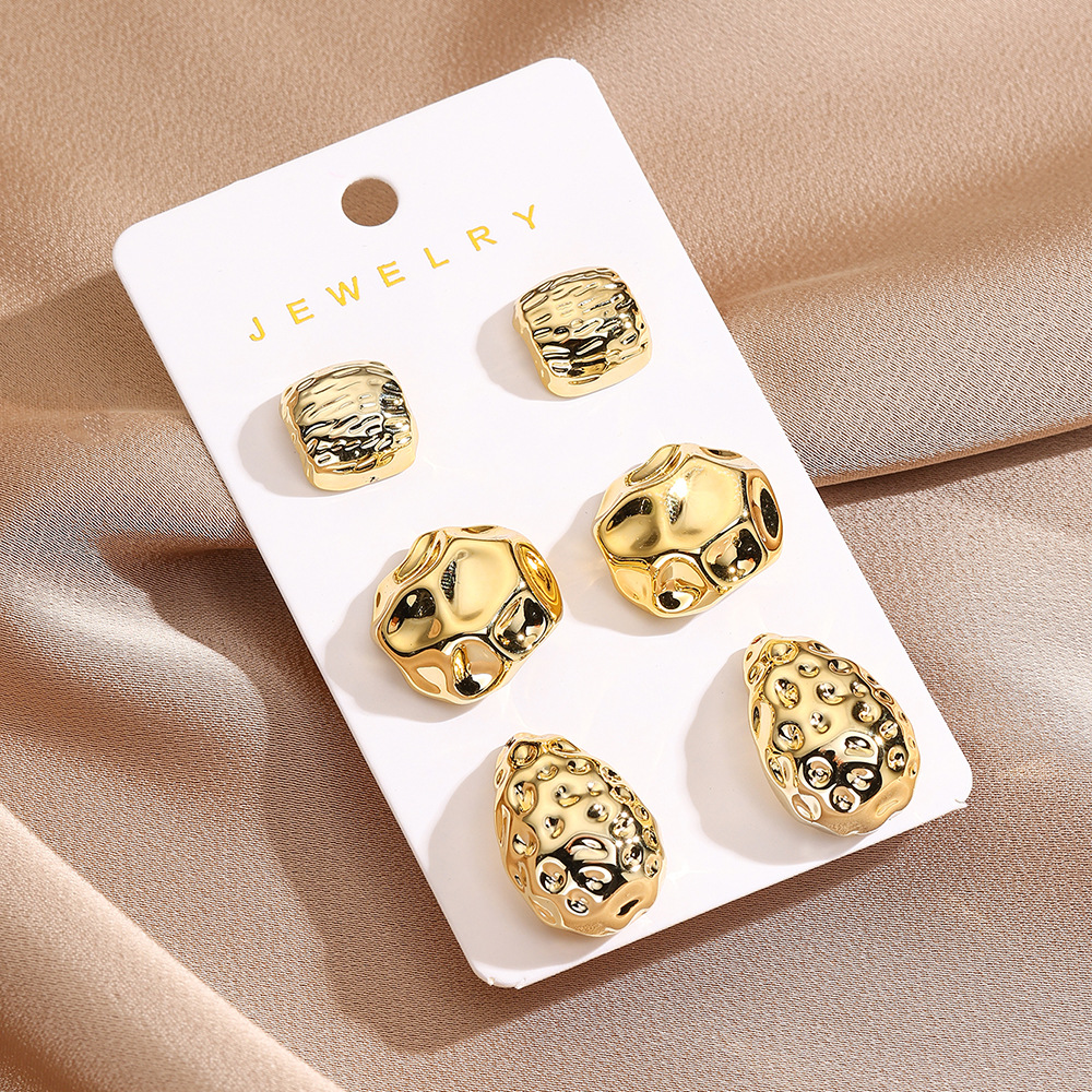16g Weight Steel needle Ear Needle Material Ear Studs Classification 1 Set Quantity Daily Occasion CCB Material Geometric, Heart Shape Pattern All Seasons Season Women's Gender Plating Design Simple Style Style 1 Set Simple Style Geometric Heart Shape Plating CCB Ear Studs 3