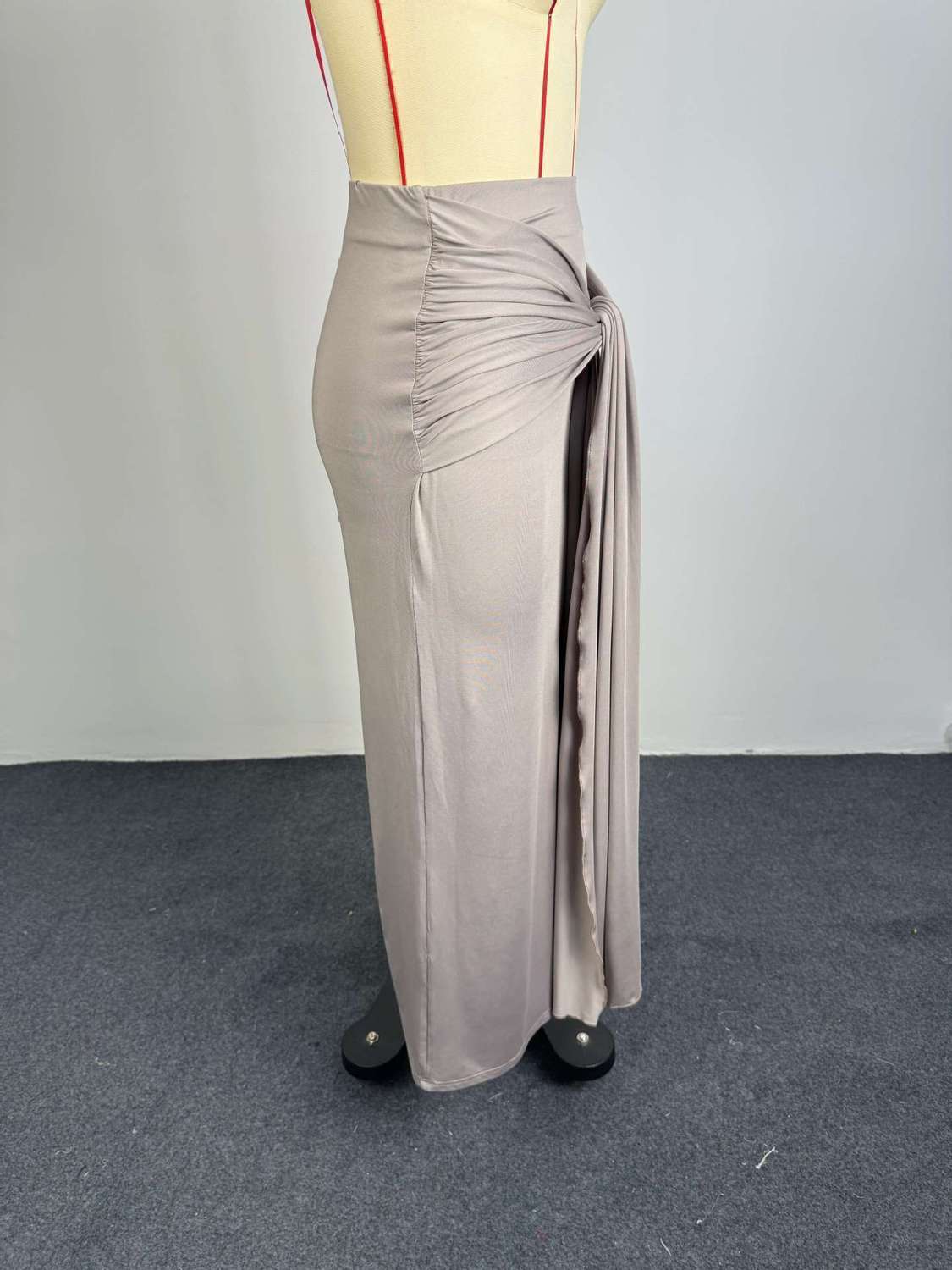 Women's Clothing Summer Style Women's Elegant Solid Color Sleeveless Top And Tie Up Slim Skirt Set Clothing_ecoleips.com