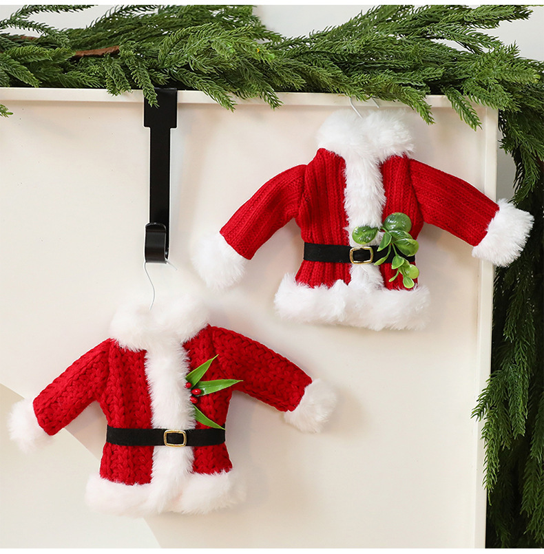 Handmade Knit Santa Claus Ornament – Striped Red & White Christmas Tree Decor, Festive Hanging Decoration For Holiday Home, Mantel & Gifts​_voghion.com