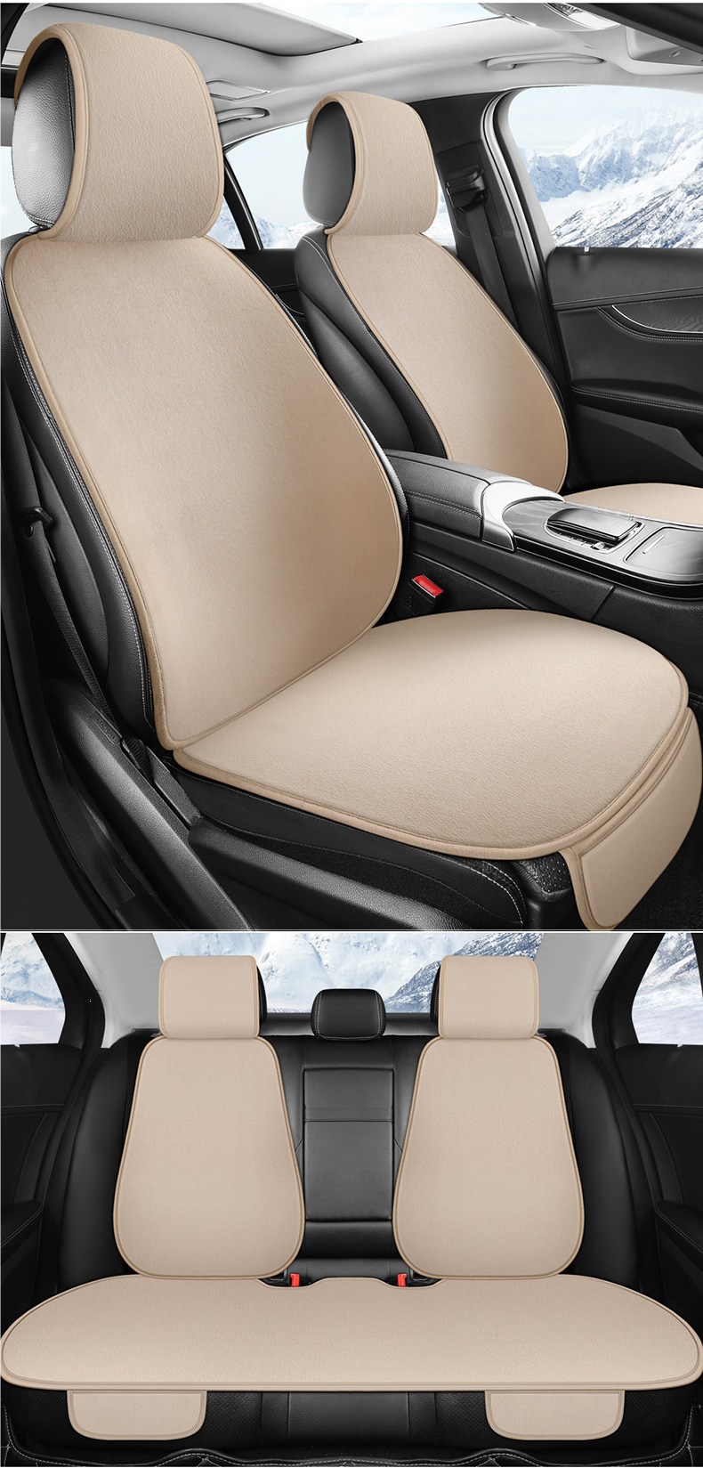 Winter Car Seat Cushion Set, Warm Short Plush Three-Piece Set, Small Car Cushion, Single-Piece Plush Cushion, Winter Rear Seat Cushion