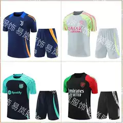 Wholesale Paris Arsenal Juventus Barcelona Training Uniform Short-Sleeved Adult Summer Pre-Match Training Jersey Set