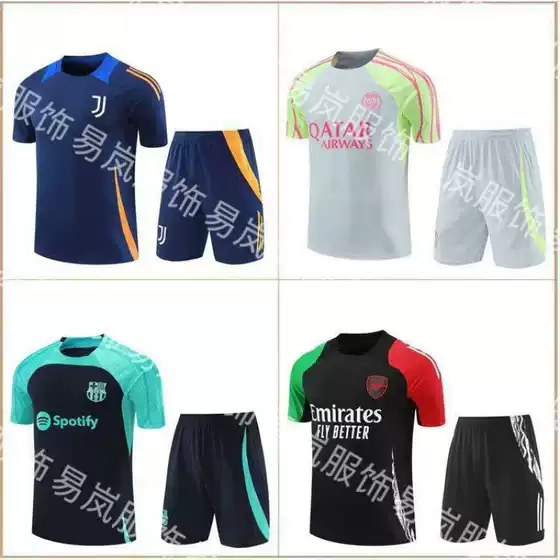 Wholesale Paris Arsenal Juventus Barcelona Training Uniform Short-Sleeved Adult Summer Pre-Match Training Jersey Set