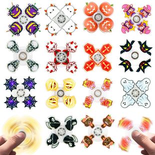 Cross-Border New Halloween Fidget Spinner Cartoon Ghost Pumpkin Spider Web Spinning Top Ghost Festival Party Supplies