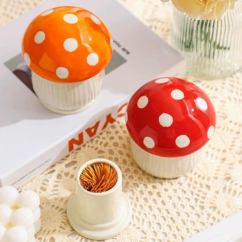 Керамические грибные зубочистки новый зубочистки банки креативные настольные декоративные украшения с высокой ценностью симпатичная зубная нить ватная коробка