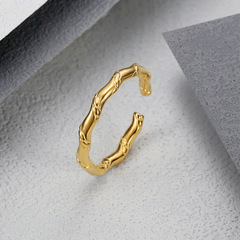 韓版ins小眾設計竹節極簡冷淡風素圈戒指女潮流開口可調節食指環