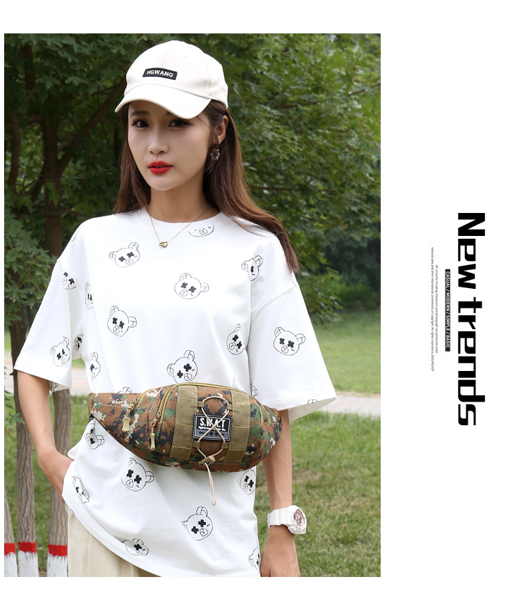 Sports bag Camouflage Military Fan waist bag, multi-functional crossbody bag, Outdoor running sports, large-capacity single-shoulder chest bag undefined