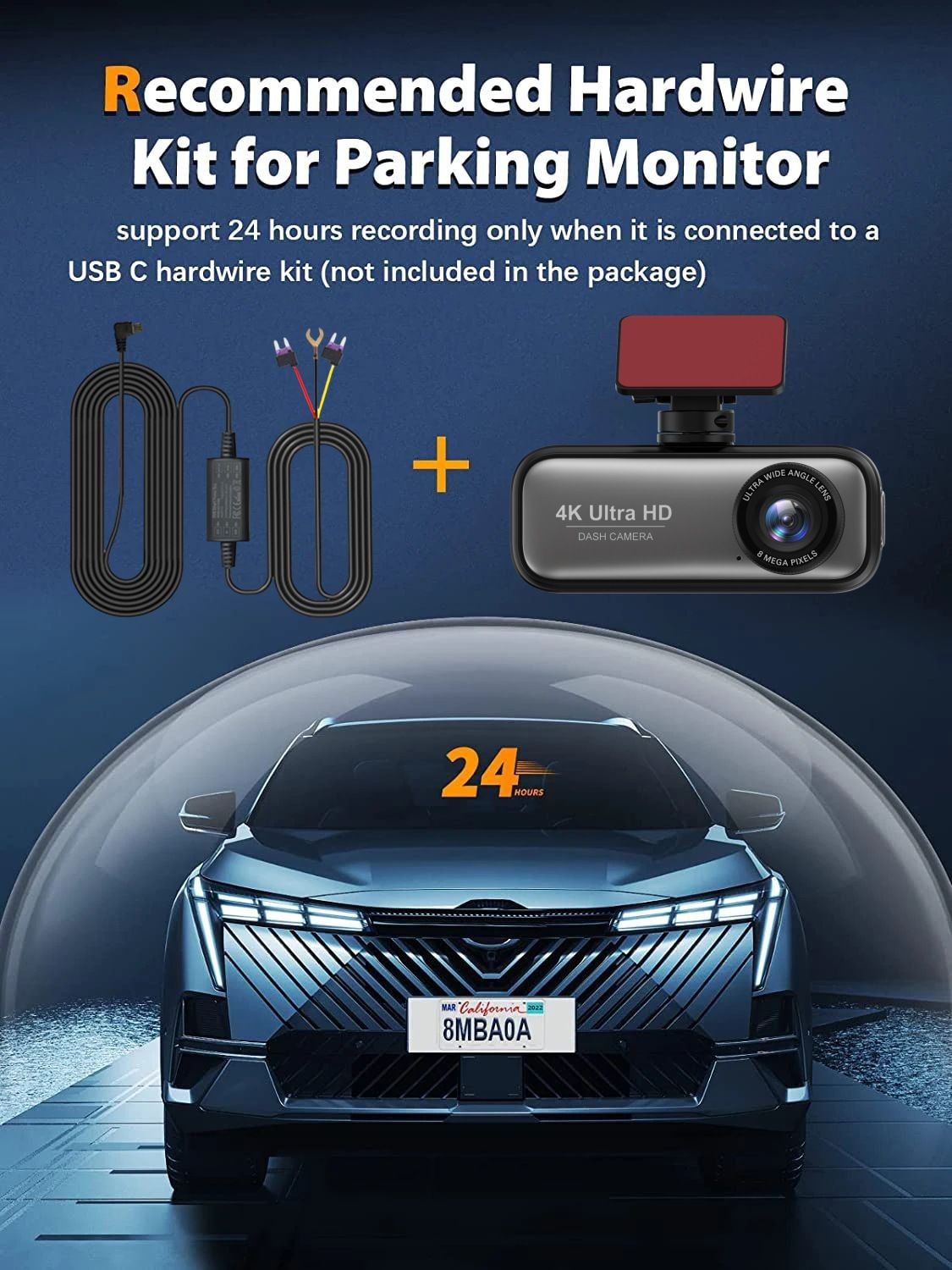 4K Ultra-High Definition Dual-Recording Dash Cam with Wifi, Mobile Phone Connectivity, Gps Tracking, and Parking Monitoring