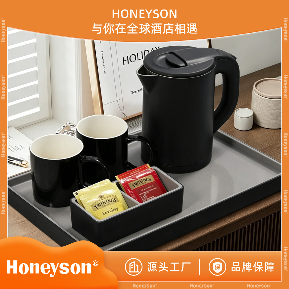 Honeyson Hengxun nueva bandeja de dos colores hotel al por mayor habitación hervidor eléctrico pequeño juego
