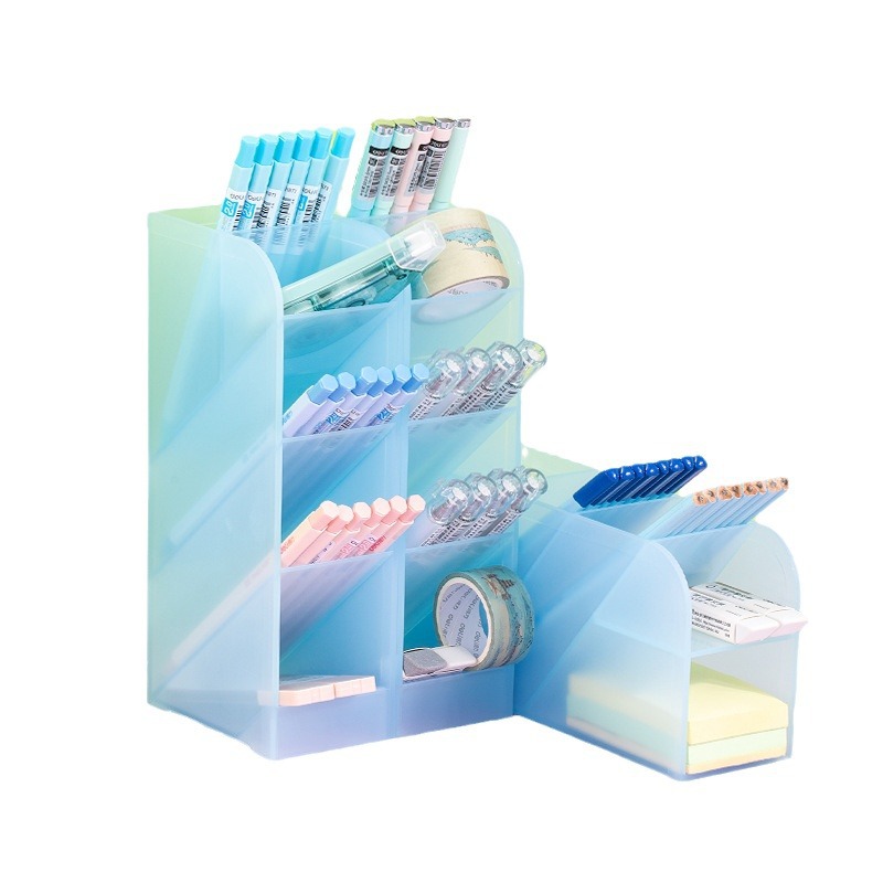 Deli estudiante de papelería de escritorio caja de almacenamiento transparente 8932 estudiante oblicua titular de la pluma creativa moda Corea del Sur fresco