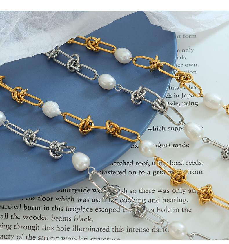 Fashion Geometric Titanium Steel Beaded Bracelets Necklace 1 Piece