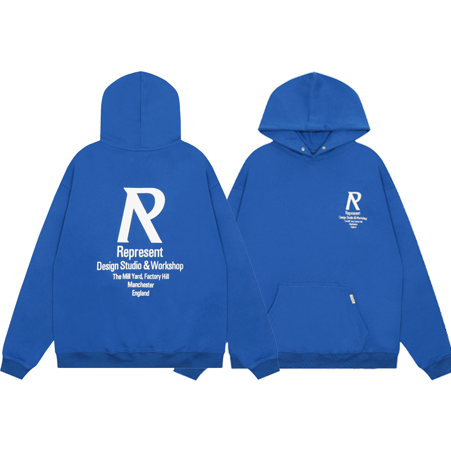 La marca de moda transfronteriza REPRESENT London Limited eslogan LOGO impresión hombres y mujeres sueltos suéter con capucha casual