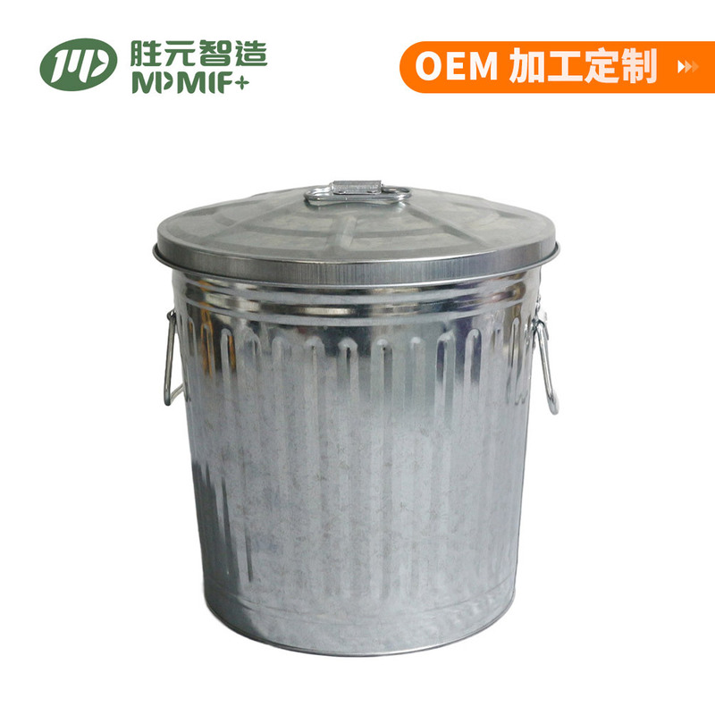25L Galvanized Iron Trash Can with Lid, Household Storage Bucket with Handle, Metal Storage Bucket, Garbage Storage Bucket